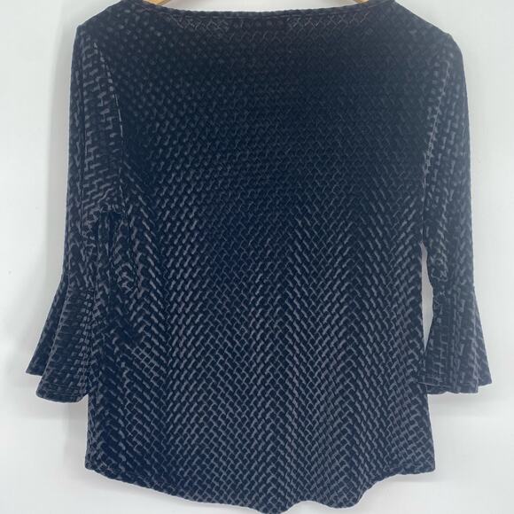 Apt. 9 Top Women’s Small Whimsigoth Vampire Trumpet Sleeve Burnout Velvet Black - Picture 2 of 9